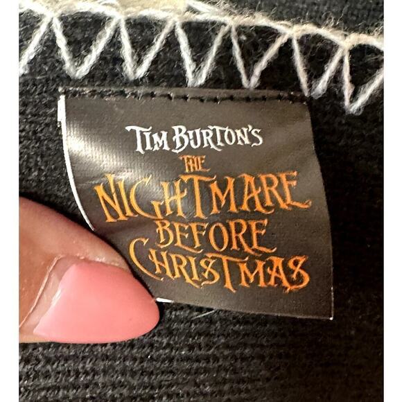 Nightmare Before Christmas Jack Skellington Black Scarf 7.25"W x 58" - Picture 4 of 6